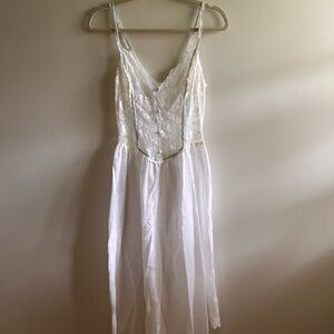 Vintage Olga Slip Dress with lace bodice and blue piping